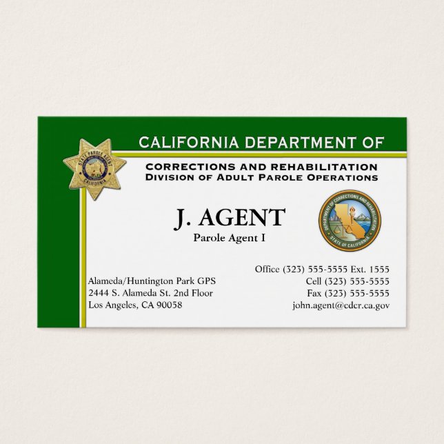 Parole Agent Business Card (Frente)