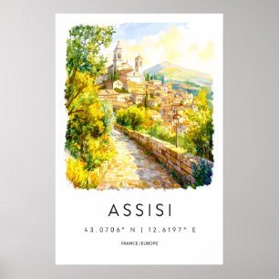 Parque Acuarela Assisi Póster Vintage Esquí Nacion