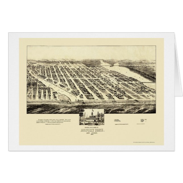 Parque de Asbury, mapa panorámico de NJ - 1897 (Anverso (Horizontal))