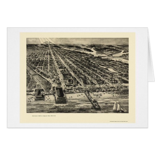 Parque de Asbury, mapa panorámico de NJ - 1910 (Anverso (Horizontal))