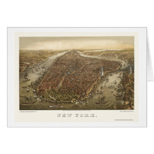 Parque de batería, mapa panorámico de NY - 1873