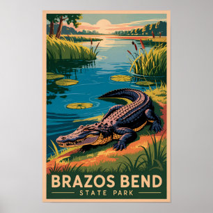 Parque Estatal Brazos Bend Arte de viaje vintage