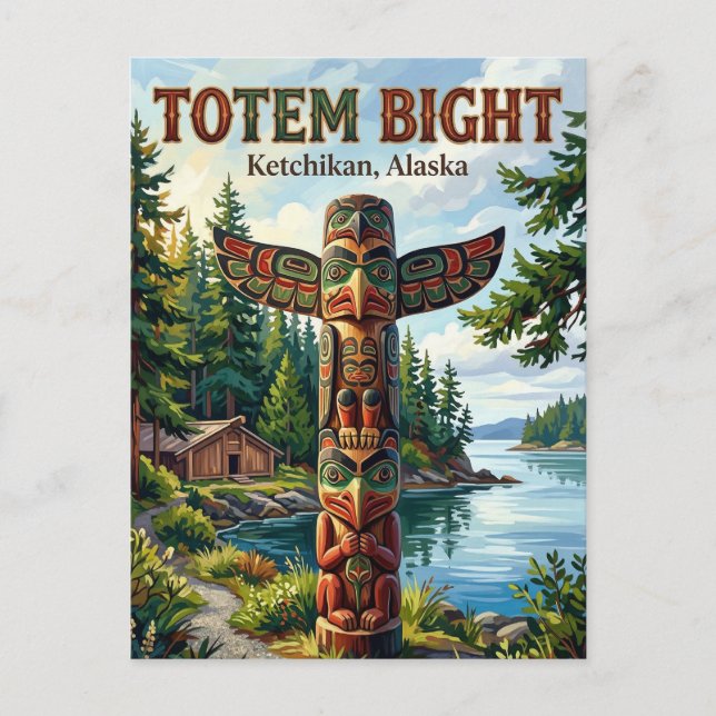 Parque Histórico Estatal Totem Bight Alaska Postal (Anverso)