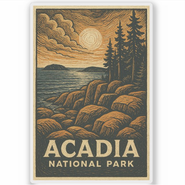 Parque nacional Acadia Pegatina Vinyl (Anverso)