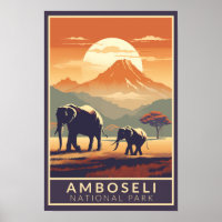 Parque Nacional Amboseli Kenia Viaje Arte Vintage