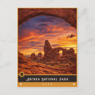 Parque Nacional Arches   Utah Tarjeta Postal Antig