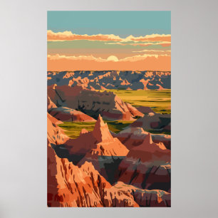 Parque nacional Badlands - Impresión retro