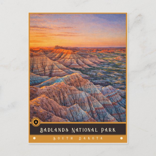 Parque Nacional Badlands | Tarjeta Postal Antigua (Anverso)
