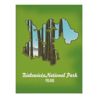 Parque nacional Białowieża Polonia mapa impresión