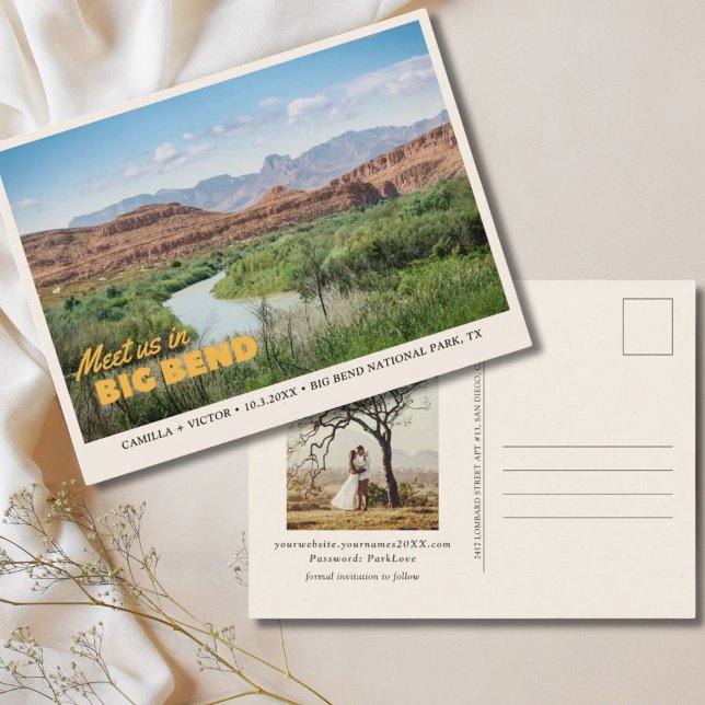 Parque nacional Big Bend Salven la tarjeta postal  (Big Bend National Park Save the Date Postcard)