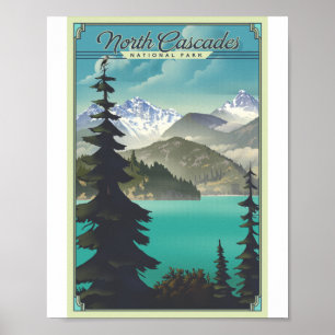 Parque nacional Cascades Norte Poster de Arte Lith
