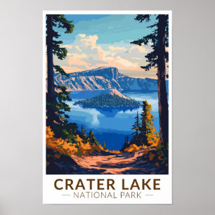 Parque Nacional Crater Lake Arte de Viaje Vintage
