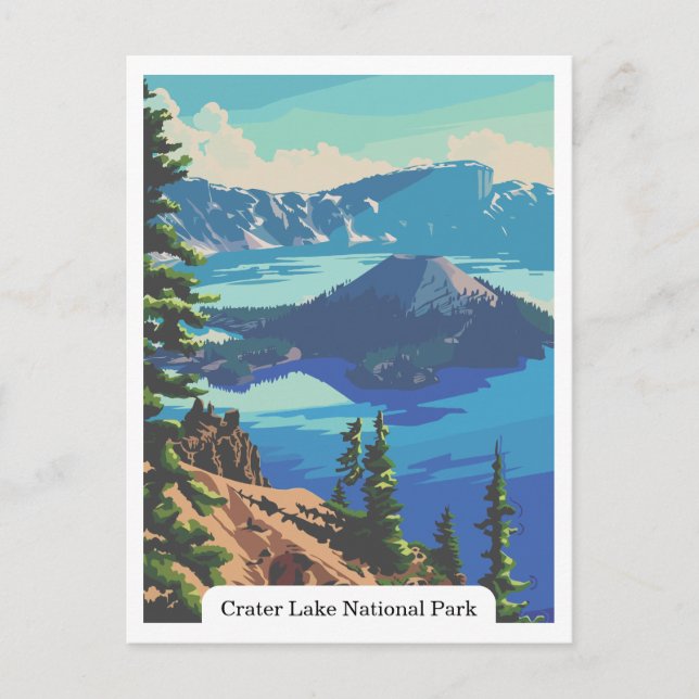Parque nacional Crater Lake, postal de Oregon USA (Anverso)