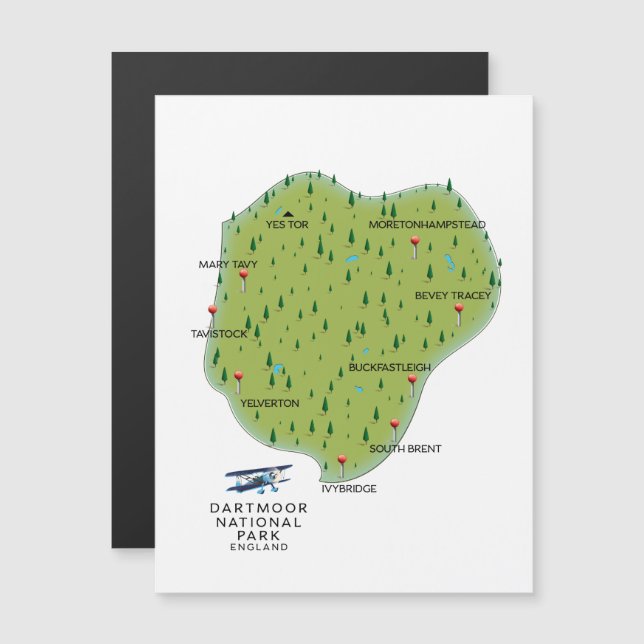Parque nacional Dartmoor Mapa de Inglaterra (Anverso/Reverso)