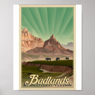 Parque nacional de Badlands Poster de arte Litho