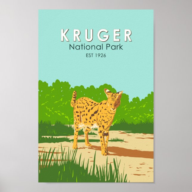 Parque nacional de Kruger Serval Viaje Arte Vintag (Frente)
