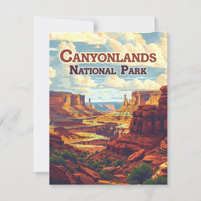 Parque nacional de los Cañones Tarjeta Retro Utah  (Anverso)