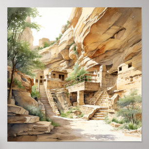 Parque nacional de Mesa Verde Poster de arte acuát
