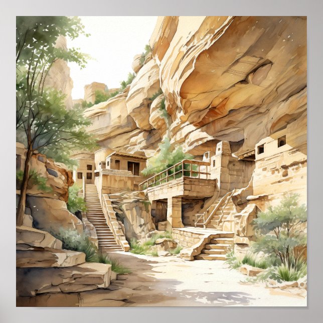 Parque nacional de Mesa Verde Poster de arte acuát (Frente)