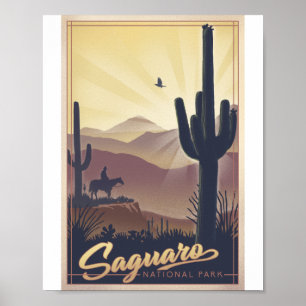 Parque nacional de Saguaro Poster de Arte Litho