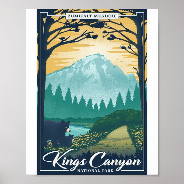 Parque nacional del Cañón Kings Poster de Arte Lit (Frente)