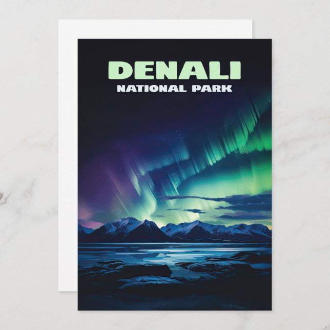Parque nacional Denali Alaska Northern Lights Retr (Anverso / Reverso)
