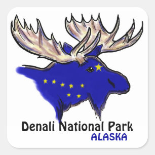 Parque nacional Denali pegatinas de la bandera azu