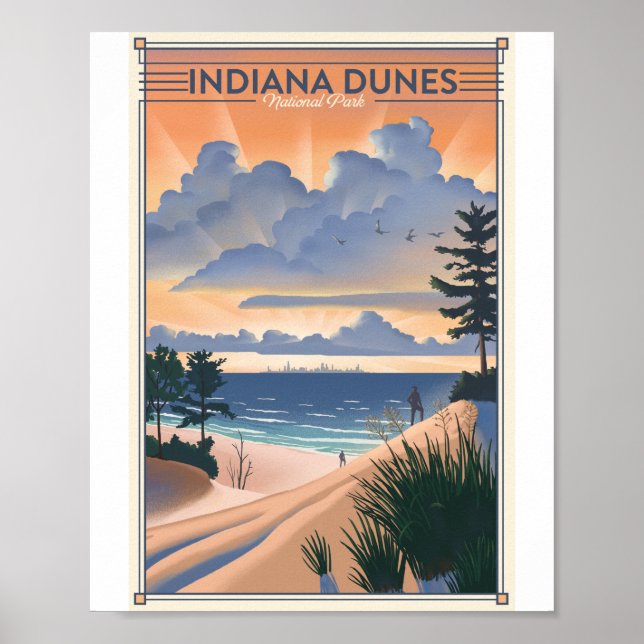 Parque nacional Dunas de Indiana Poster de Arte Li (Frente)