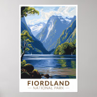 Parque Nacional Fiordland Arte de Viaje Vintage