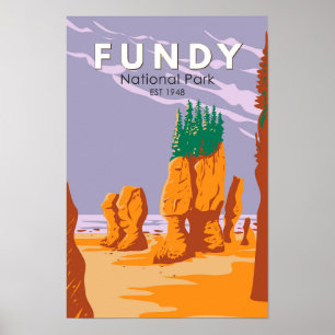 Parque Nacional Fundy Canadá Viajes Arte Vintage