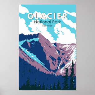 Parque Nacional Glaciar Canadá Viajes Arte Vintage