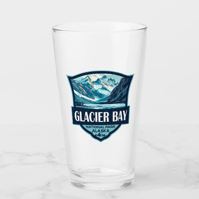 Parque nacional Glacier Bay Ilustracion Retro (Anverso)