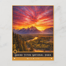 Parque Nacional Grand Teton | Tarjeta Postal Antig