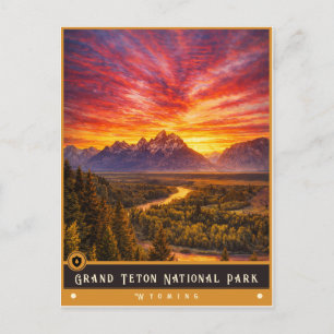 Parque Nacional Grand Teton   Tarjeta Postal Antig