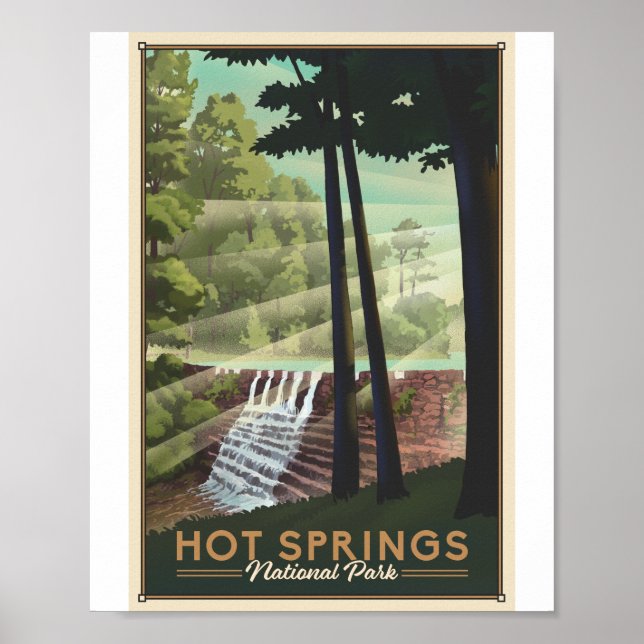 Parque nacional Hot Springs Poster de arte Litho (Frente)