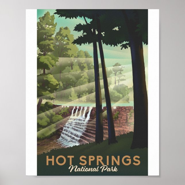 Parque nacional Hot Springs Poster de arte Litho (Frente)
