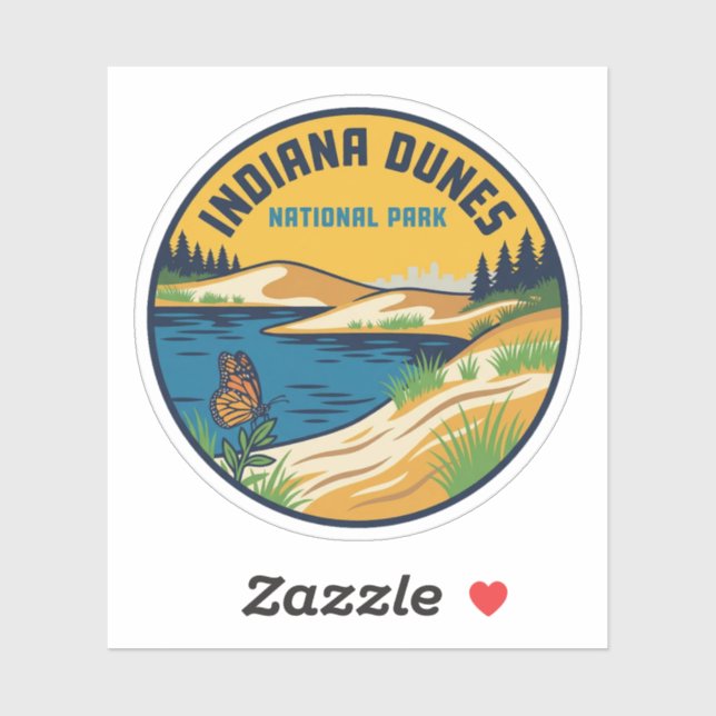 Parque Nacional Indiana Dunes Calcomanía de Viaje (Hoja)