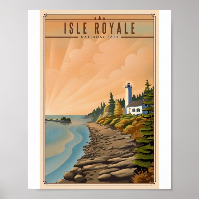 Parque nacional Isle Royale Poster de arte Litho (Frente)