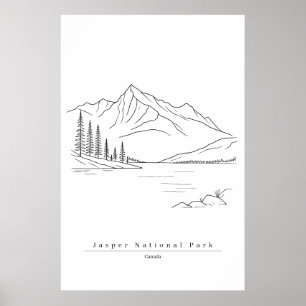 Parque Nacional Jasper Canadá Arte de Línea Minima