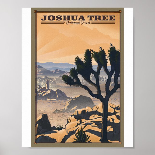 Parque nacional Joshua Tree Poster de Arte Litho (Frente)
