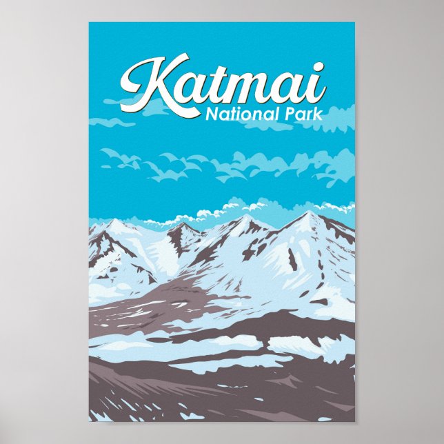 Parque nacional Katmai Ilustracion Retro de arte d (Frente)