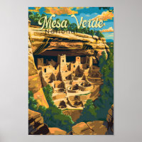 Parque nacional Mesa Verde Ilustracion arte de via
