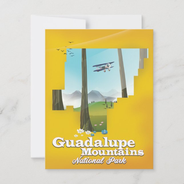 parque nacional montañas Guadalupe, mapa de Texas. (Anverso)