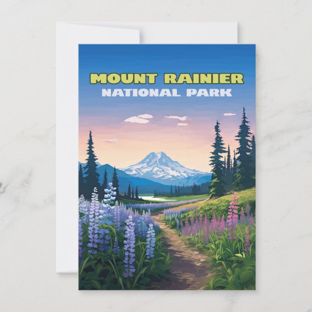 Parque nacional Monte Rainier Retro de Washington (Anverso)