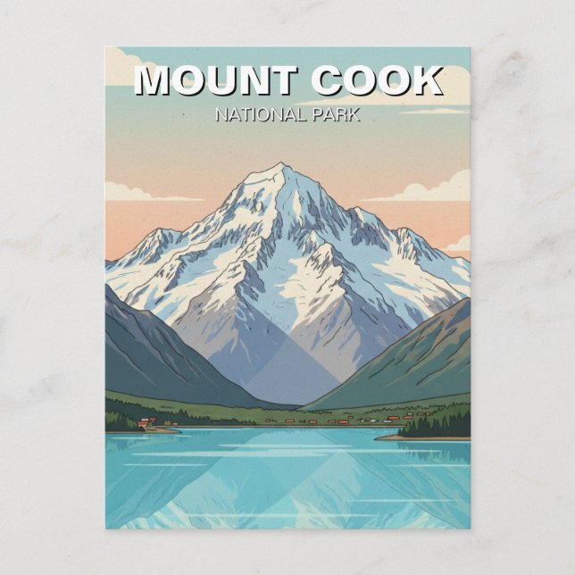 Parque Nacional Mount Cook Nueva Zelanda Postal (Anverso)