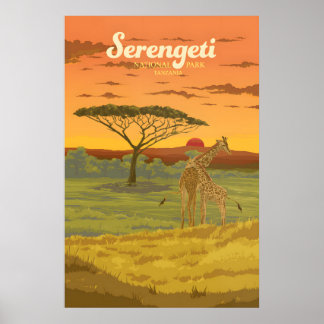 Parque Nacional Serengeti Tanzania Póster de Viaje