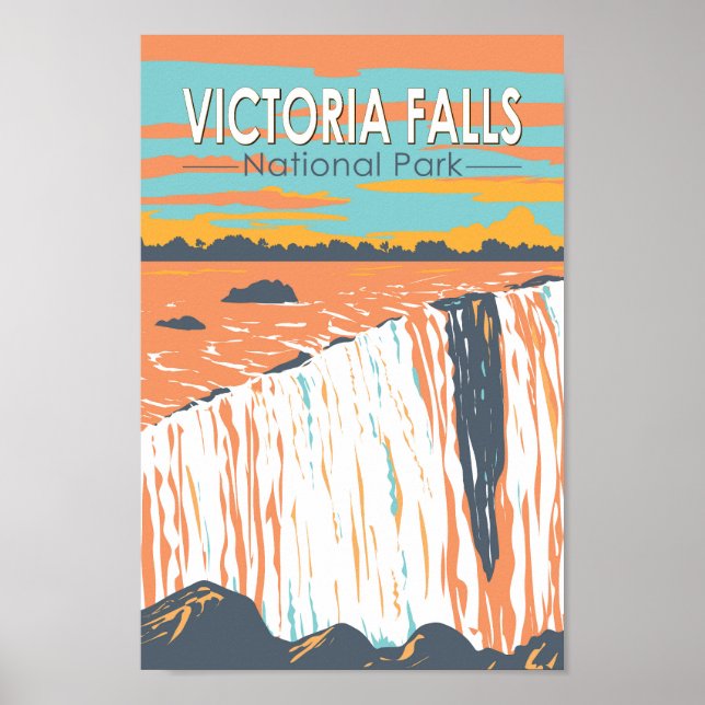 Parque nacional Victoria Falls Viajes Arte Vintage (Frente)