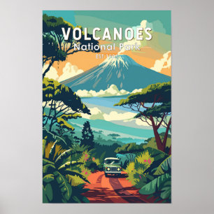 Parque Nacional Volcanes Ruanda Arte Viaje Vintage