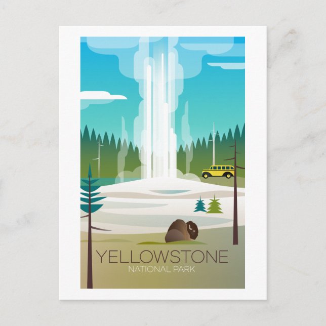 Parque nacional Yellowstone, antigua postal fiel (Anverso)