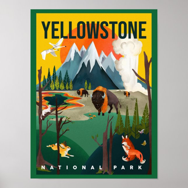 Parque nacional Yellowstone Arte de viaje por carr (Frente)